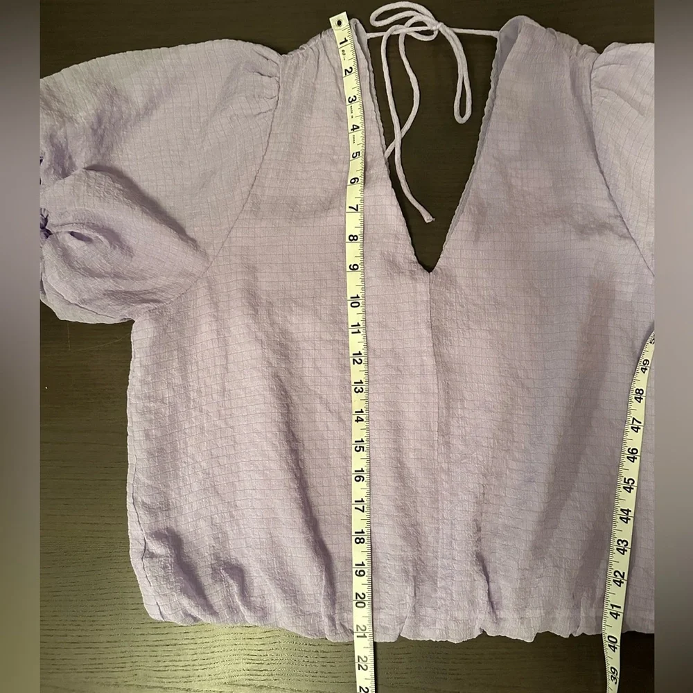 ASTR The Label Purple Textured V-Neck Puff Sleeve Top XL - Picture 4 of 11